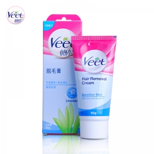 veet薇婷脱毛膏60g敏感肌肤适用 芦荟精华维生素E 去除男女腋下毛