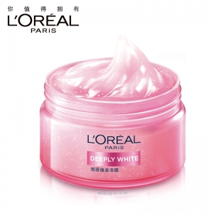 欧莱雅女士肌底透白彻夜焕彩冻膜美白保湿睡眠面膜免洗100ml