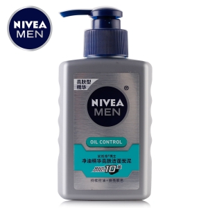 妮维雅 洗面奶男士净油精华亮肤洁面炭泥150ml去黑头